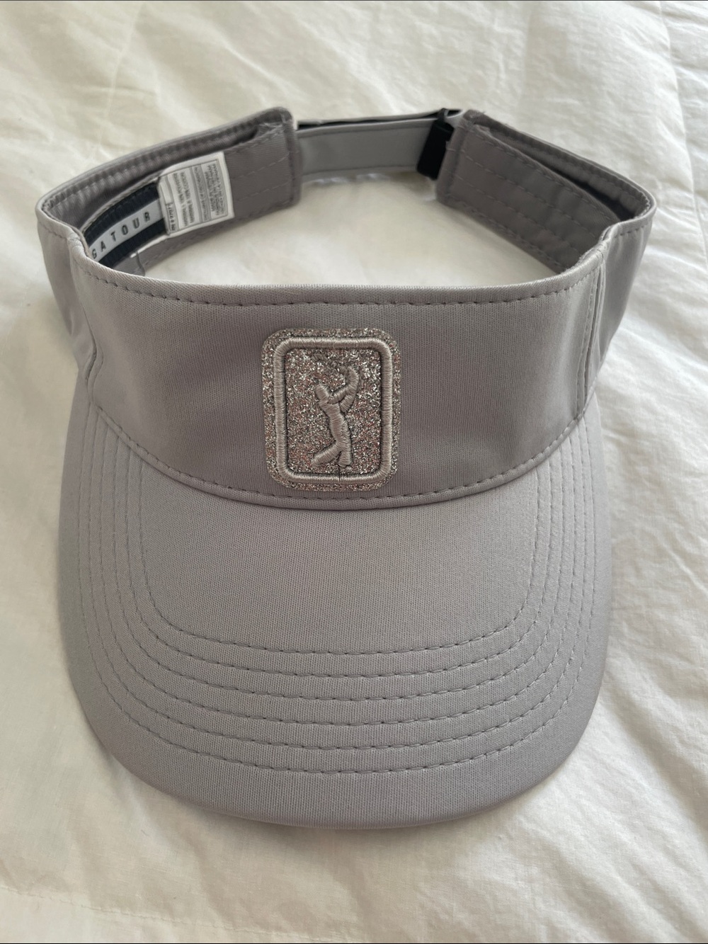 PGA Tour Gray Golf Visor with Embroidered Golfer Patch